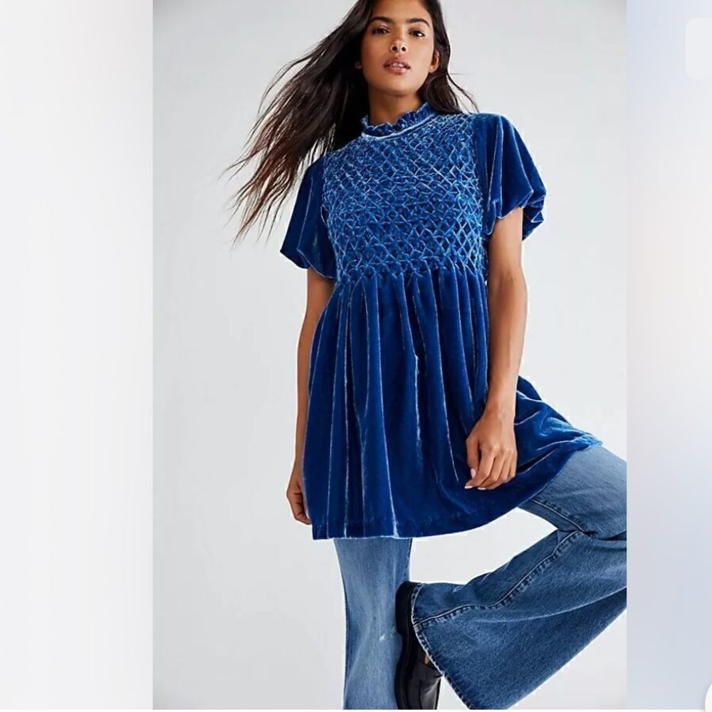 Free People Gum Drop Mini Dress In Deep River Size M - Picture 1 of 6